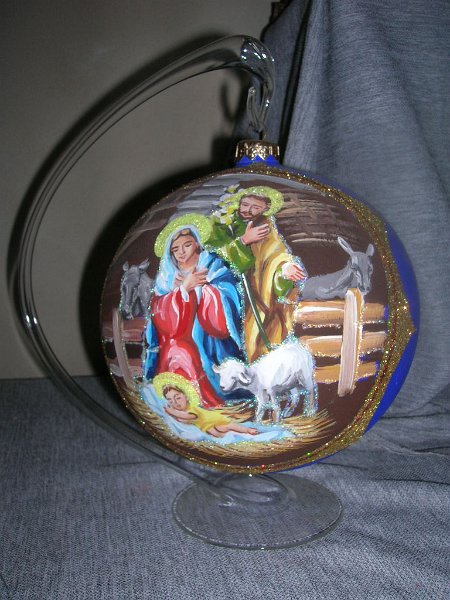 Mosca- boccia in vetro decorata a mano - Boemia supporto in vetro.JPG